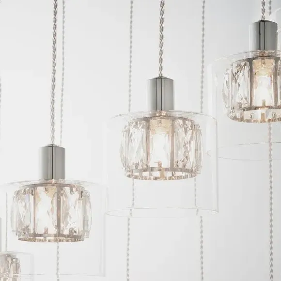 12 Light Cluster Ceiling Light - Chrome, Crystal