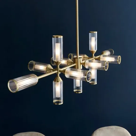13-Light Ceiling Light Adjustable - Gold, Glass