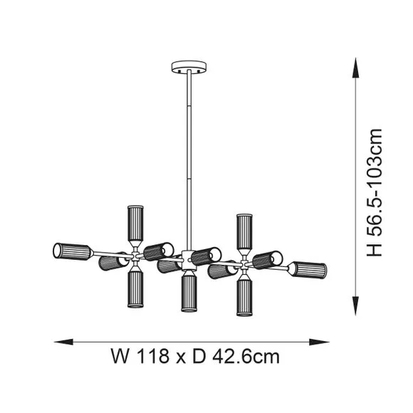 13-Light Ceiling Light Adjustable - Gold, Glass