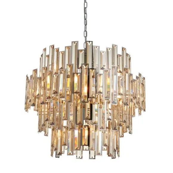 15-Light Chandelier with Crystals - Chrome, Metal