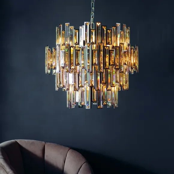15-Light Chandelier with Crystals - Chrome, Metal image