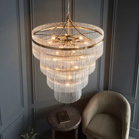 16 Light Art Deco Chandelier - Gold, Brass