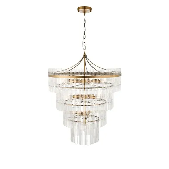 16 Light Art Deco Chandelier - Gold, Brass
