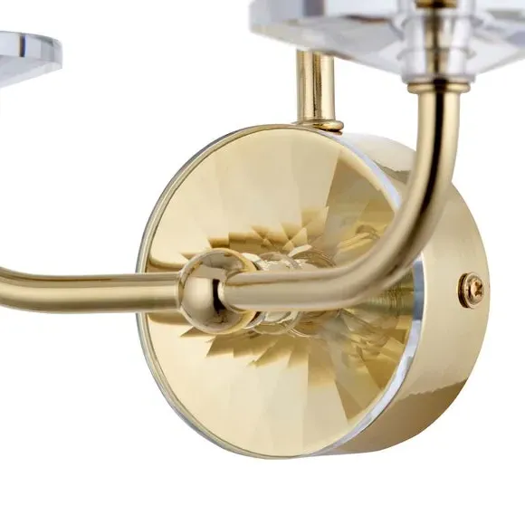 2-Light Crystal Wall Light - Brass, Glass