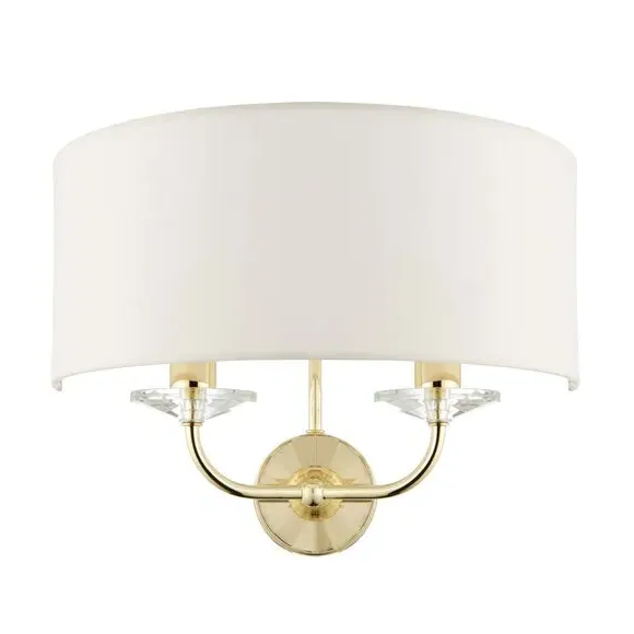 2-Light Crystal Wall Light - Brass, Glass
