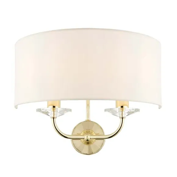 2-Light Crystal Wall Light - Brass, Glass