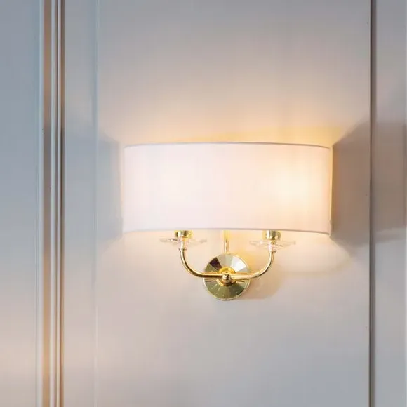 2 Light Crystal Wall Light - Brass, Glass image