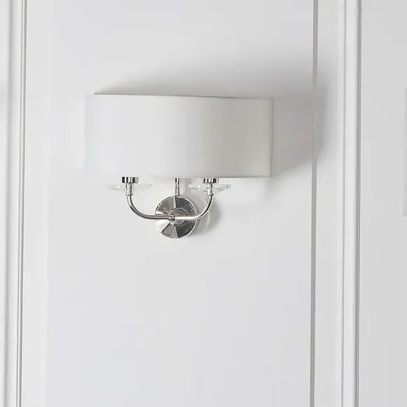 2-Light Crystal Wall Light - Nickel, Glass