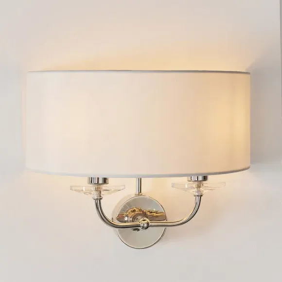 2-Light Crystal Wall Light - Nickel, Glass