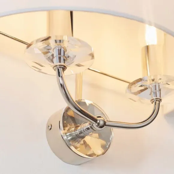 2-Light Crystal Wall Light - Nickel, Glass