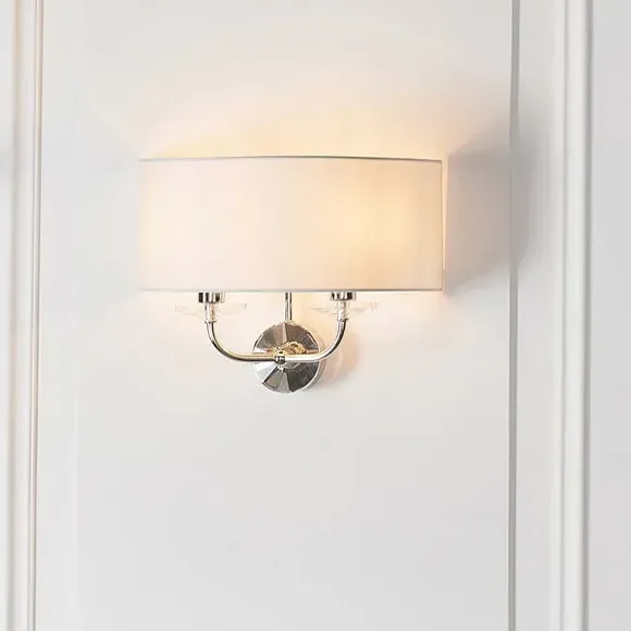 2-Light Crystal Wall Light - Nickel, Glass