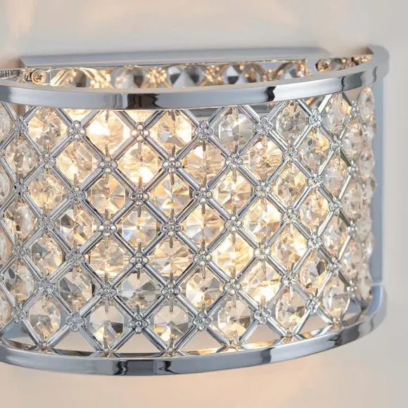 2-Light Crystal Wall Light - Silver, Chrome