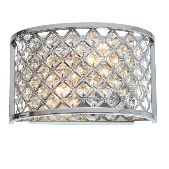 2-Light Crystal Wall Light - Silver, Chrome