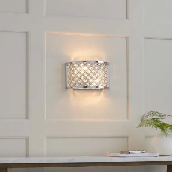 2-Light Crystal Wall Light - Silver, Chrome image