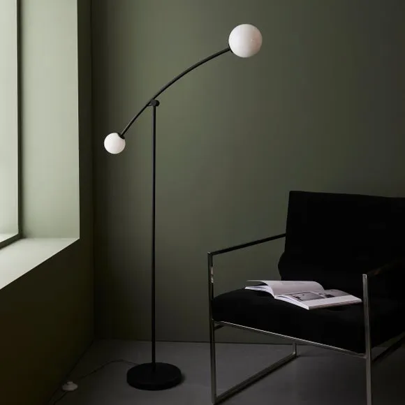 2-Light Floor Lamp with Adjustable Heads - Black