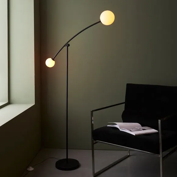 2-Light Floor Lamp with Adjustable Heads - Black image
