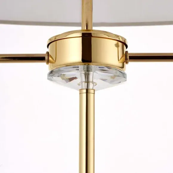 2 Light Floor Lamp with Crystal Detail - Brass
