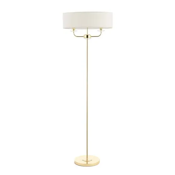 2 Light Floor Lamp with Crystal Detail - Brass