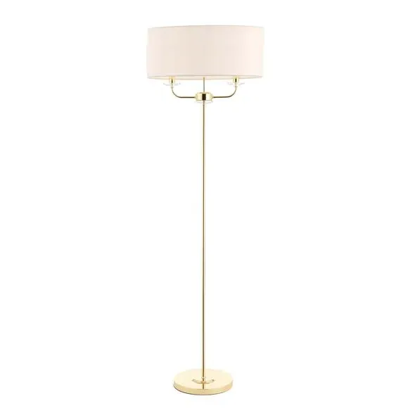 2 Light Floor Lamp with Crystal Detail - Brass