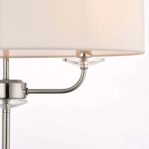 2 Light Floor Lamp with Crystal Detail - Nickel