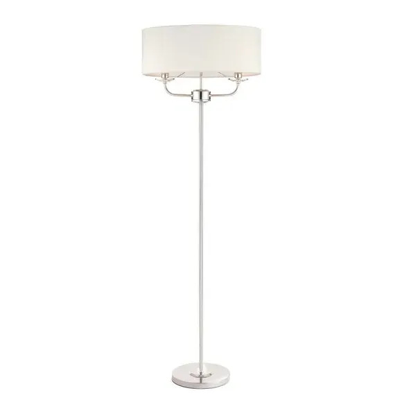2 Light Floor Lamp with Crystal Detail - Nickel
