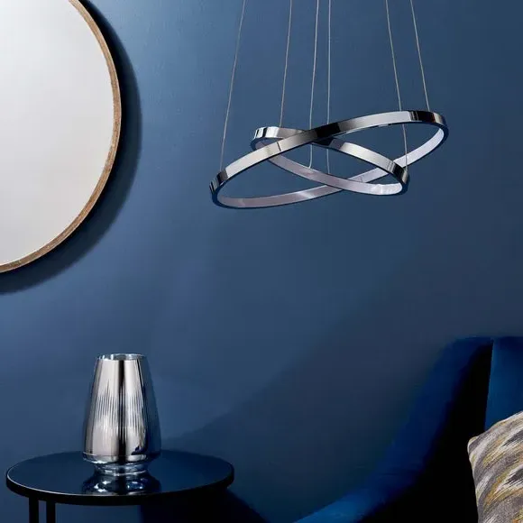 2 Light LED Hoop Ceiling Light - Silver, Chrome