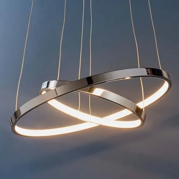 2 Light LED Hoop Ceiling Light - Silver, Chrome