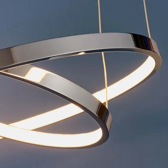 2 Light LED Hoop Ceiling Light - Silver, Chrome