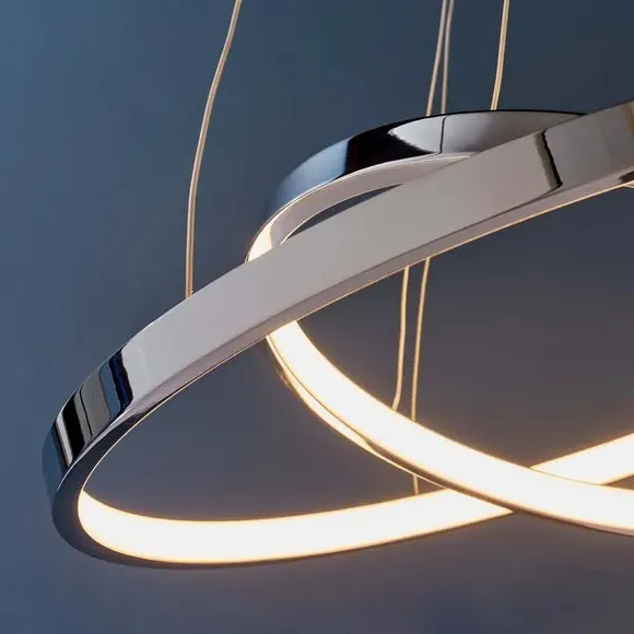 2 Light LED Hoop Ceiling Light - Silver, Chrome
