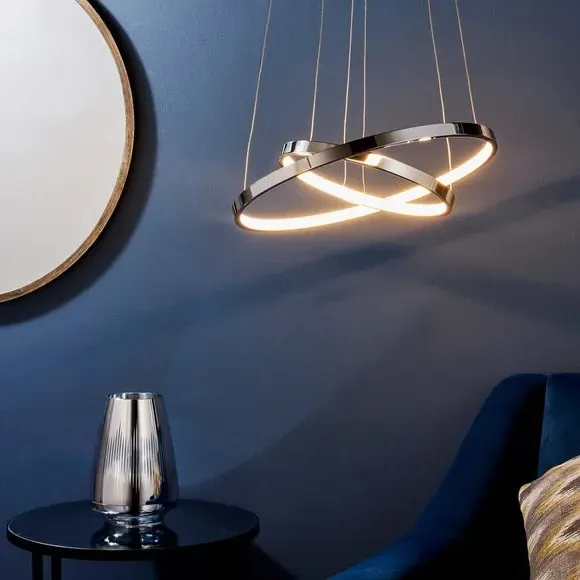 2 Light LED Hoop Ceiling Light - Silver, Chrome image