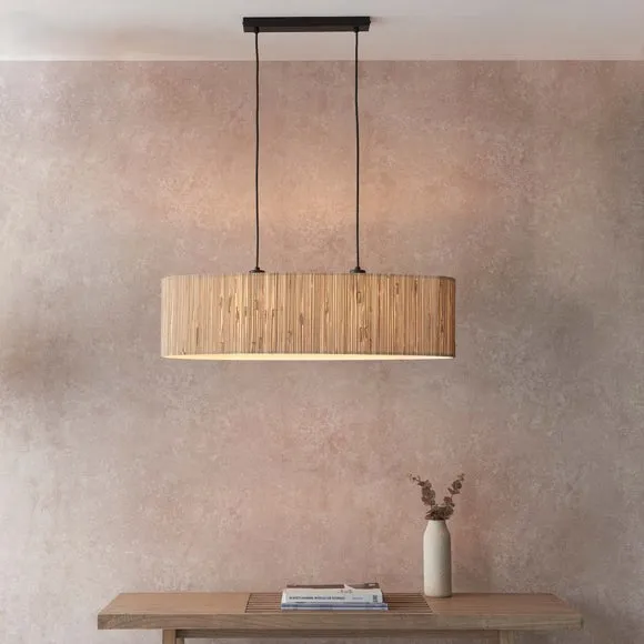 2-Light Linear Ceiling Pendant - Natural Seagrass