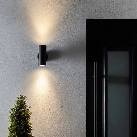 2-Light Outdoor Wall Light - Black, Steel