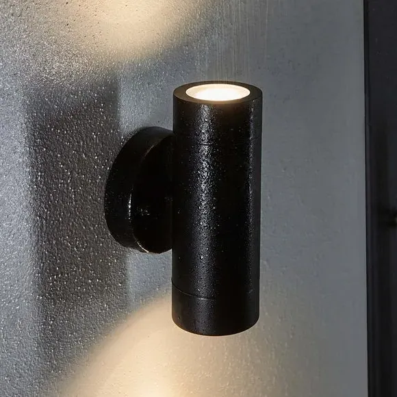 2-Light Outdoor Wall Light - Black, Steel