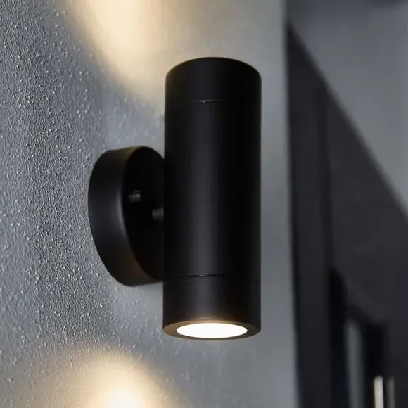 2-Light Outdoor Wall Light - Black, Steel