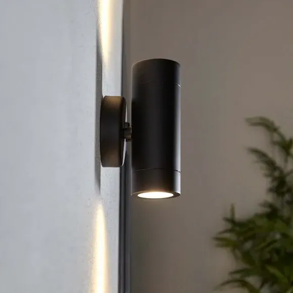 2-Light Outdoor Wall Light - Black, Steel