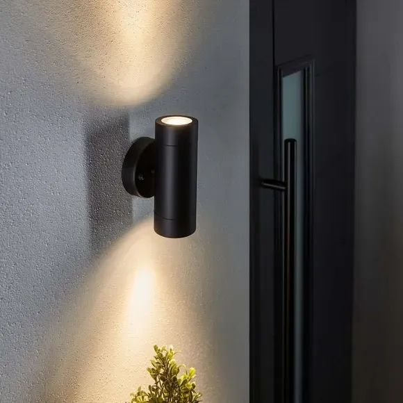 2-Light Outdoor Wall Light - Black, Steel image