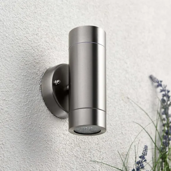 2-Light Outdoor Wall Light - Silver, Steel
