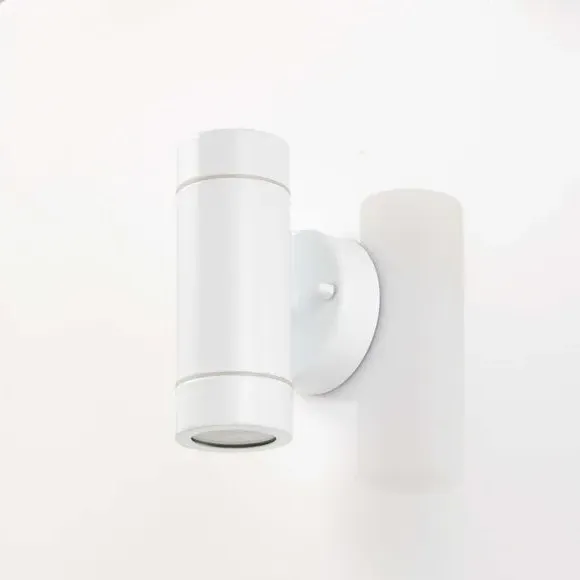2-Light Outdoor Wall Light - White, Steel