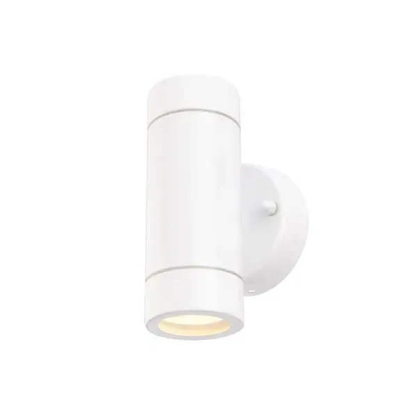 2-Light Outdoor Wall Light - White, Steel