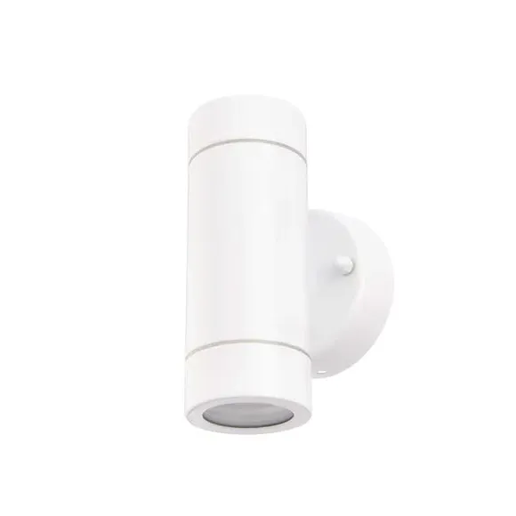 2-Light Outdoor Wall Light - White, Steel
