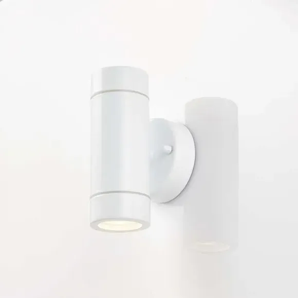 2-Light Outdoor Wall Light - White, Steel