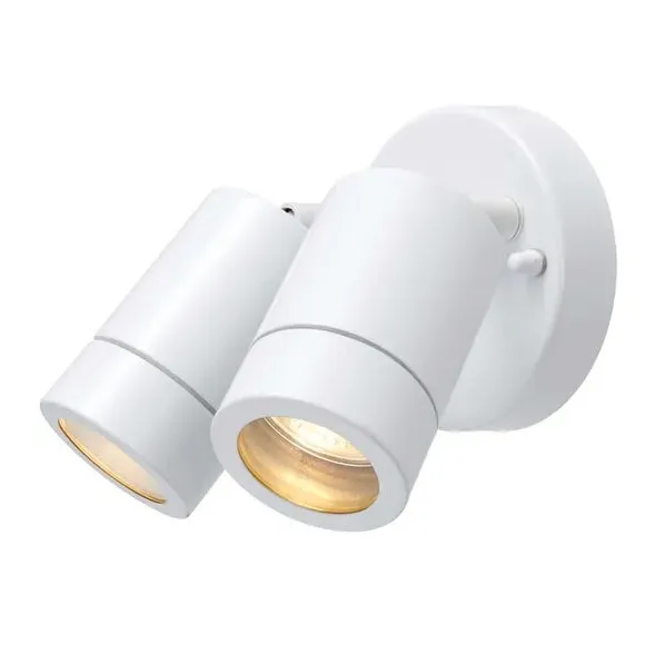 2-Light Outdoor Wall Spotlight - White