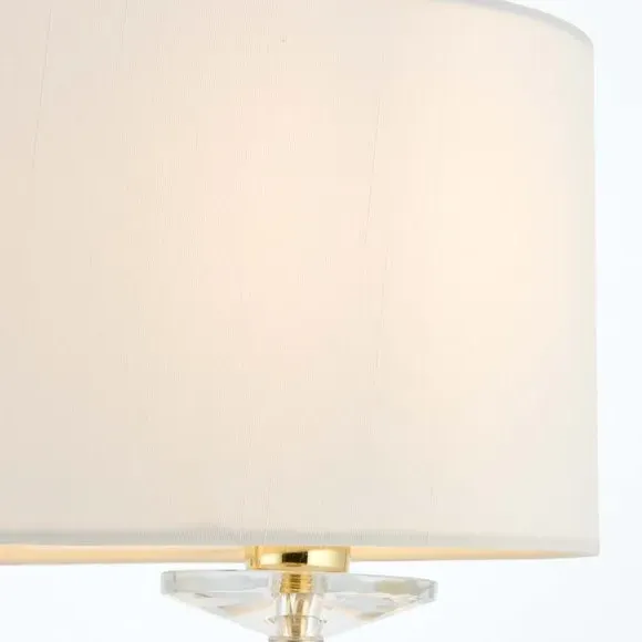 2 Light Table Lamp with Crystal - Brass, Metal