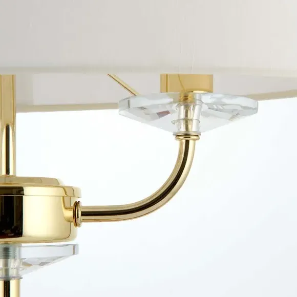 2 Light Table Lamp with Crystal - Brass, Metal