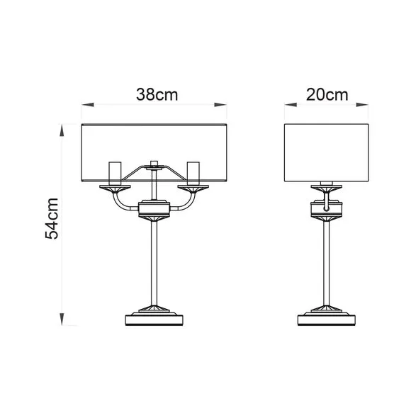 2 Light Table Lamp with Crystal - Nickel, Metal