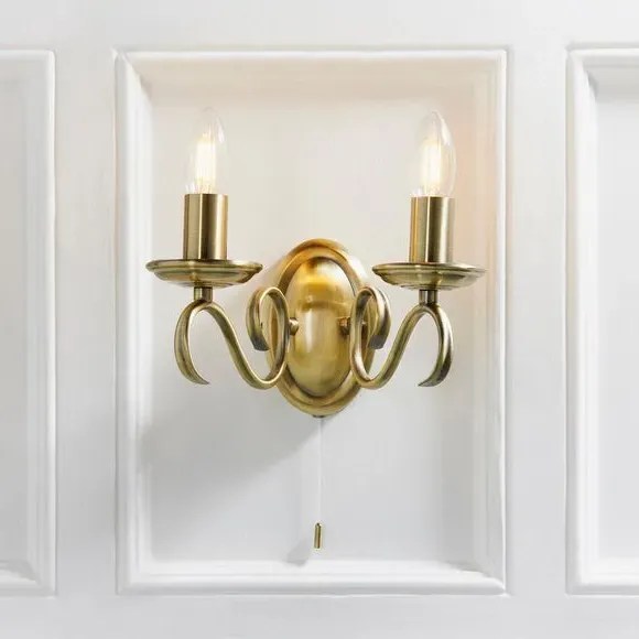 2 Light Wall Light - Antique Brass image