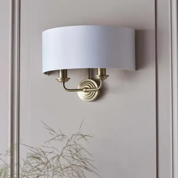 2 Light Wall Light - White, Fabric