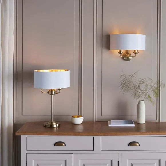 2 Light Wall Light - White, Fabric