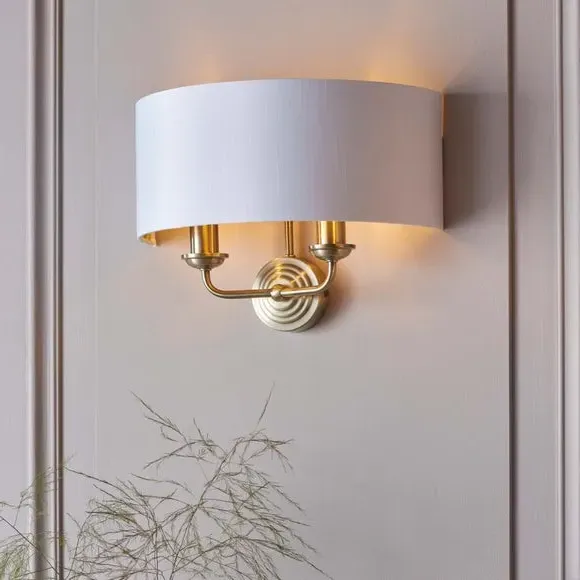 2 Light Wall Light - White, Fabric image