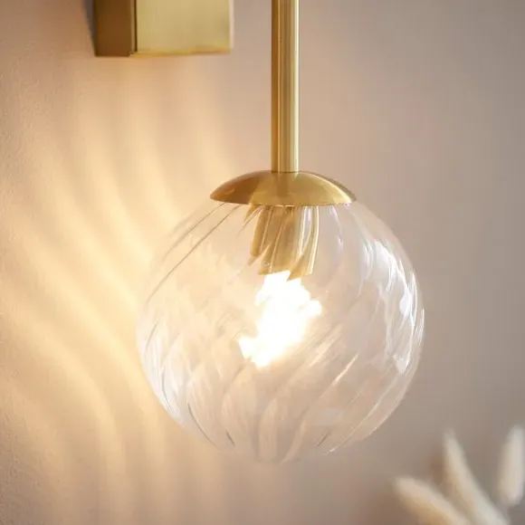 2-Light Wall Light with Twisted Glass - Gold